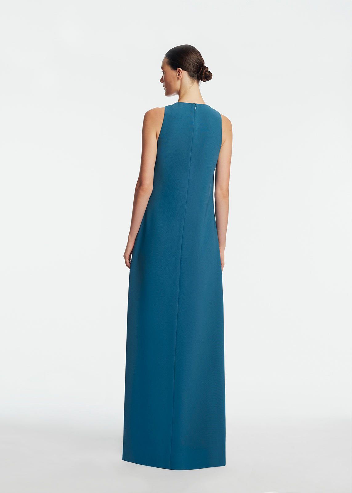 Peony Embroidered Fluid Crepe Francie Gown | Mallard/Mallard