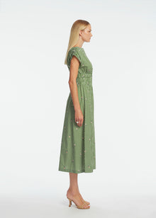 Embroidered Striped Cotton Midi Dress | Cactus