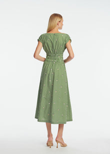 Embroidered Striped Cotton Midi Dress | Cactus