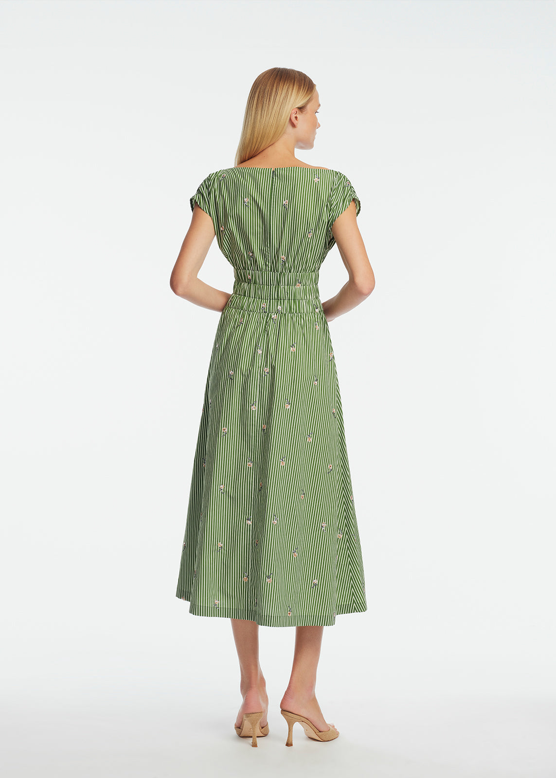 Embroidered Striped Cotton Midi Dress | Cactus
