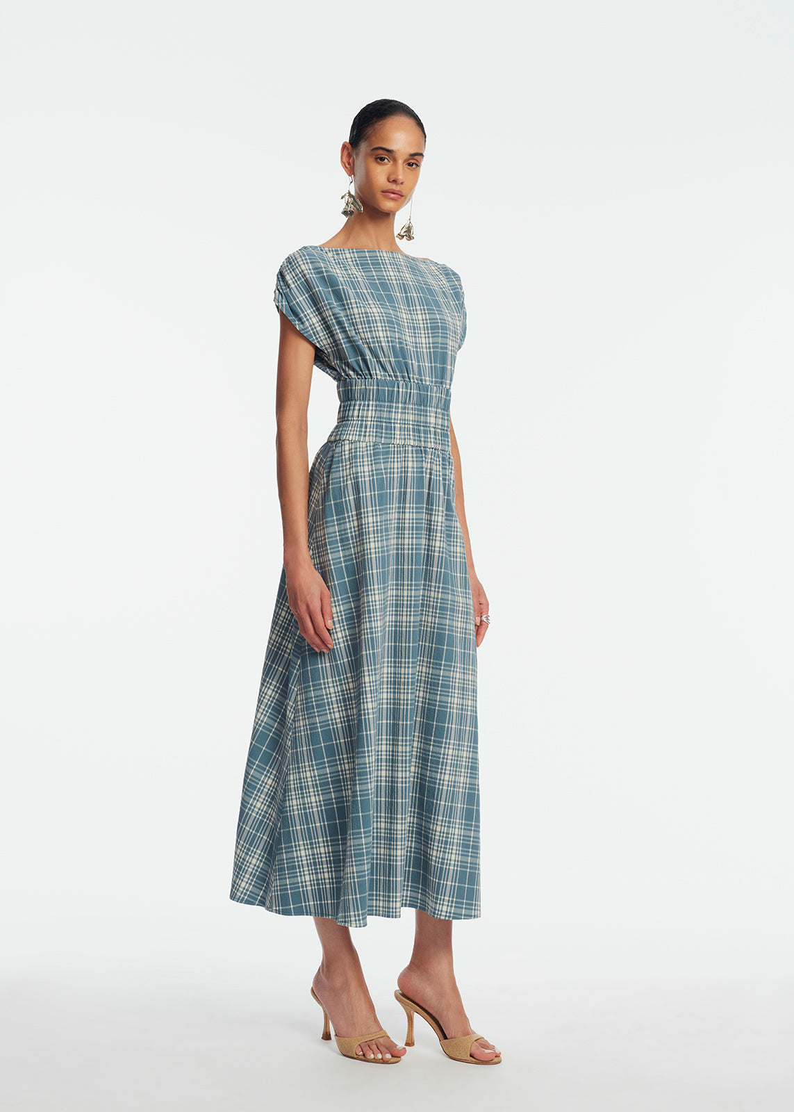 Plaid Seersucker Midi Dress | Mallard