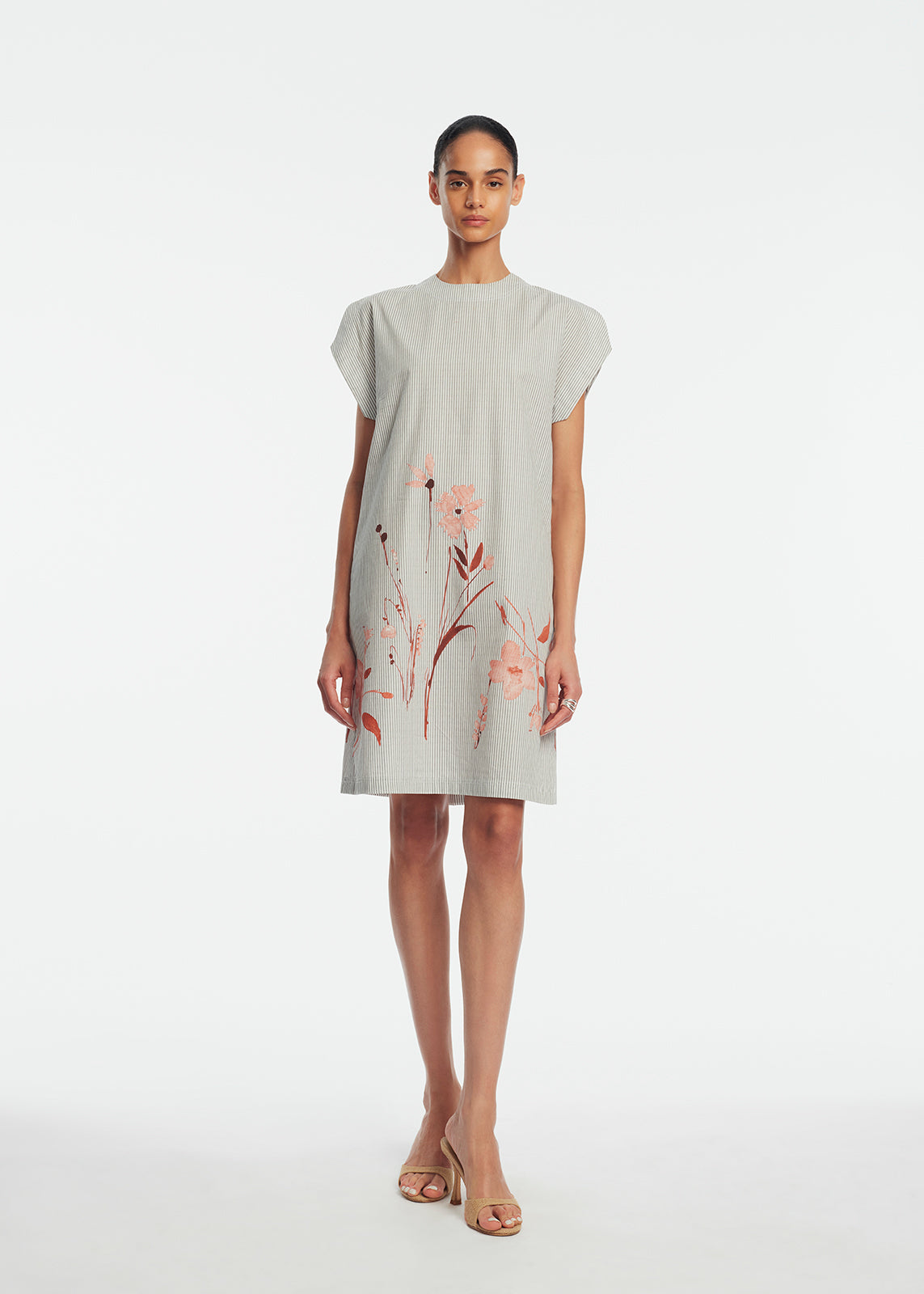 Floral Striped Cotton Tunic Dress | Blush Multi