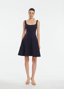 Stretch Denim Seamed Dress | Midnight