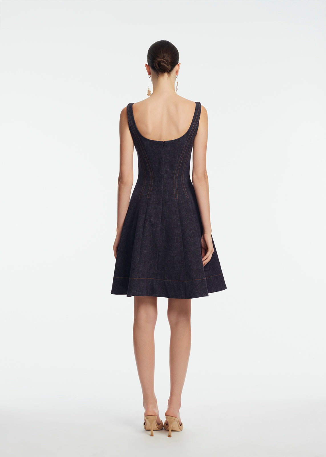 Stretch Denim Seamed Dress | Midnight