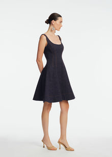 Stretch Denim Seamed Dress | Midnight
