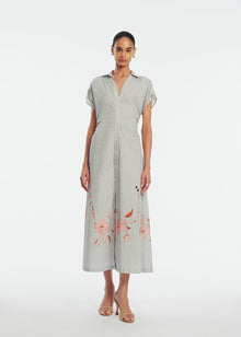 Floral Striped Cotton Tie Waist Dress | Blush Multi