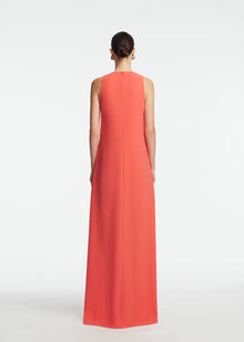Peony Embroidered Fluid Crepe Francie Gown | Watermelon/Pink