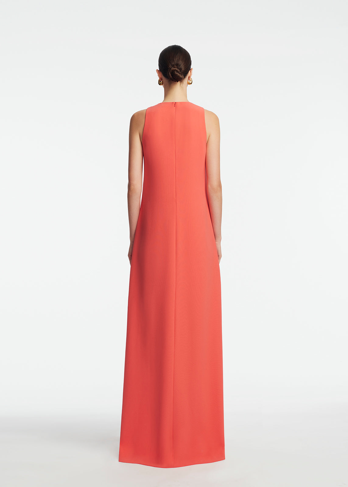 Peony Embroidered Fluid Crepe Francie Gown | Watermelon/Pink