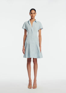 Striped Cotton Poplin Short Dress | Oxford