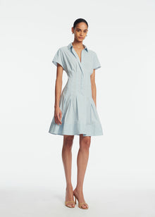Striped Cotton Poplin Short Dress | Oxford