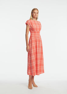Plaid Seersucker Midi Dress | Watermelon