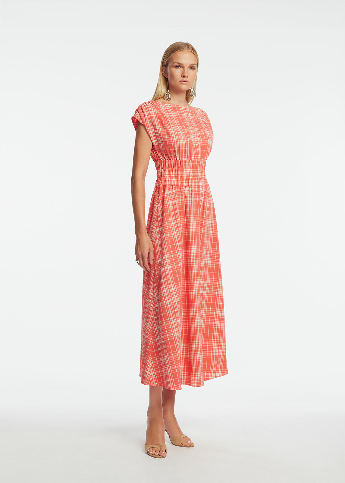 Plaid Seersucker Midi Dress | Watermelon