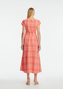 Plaid Seersucker Midi Dress | Watermelon