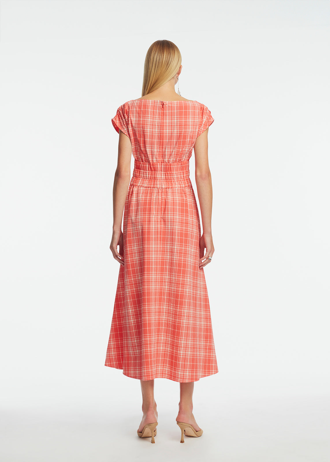 Plaid Seersucker Midi Dress | Watermelon
