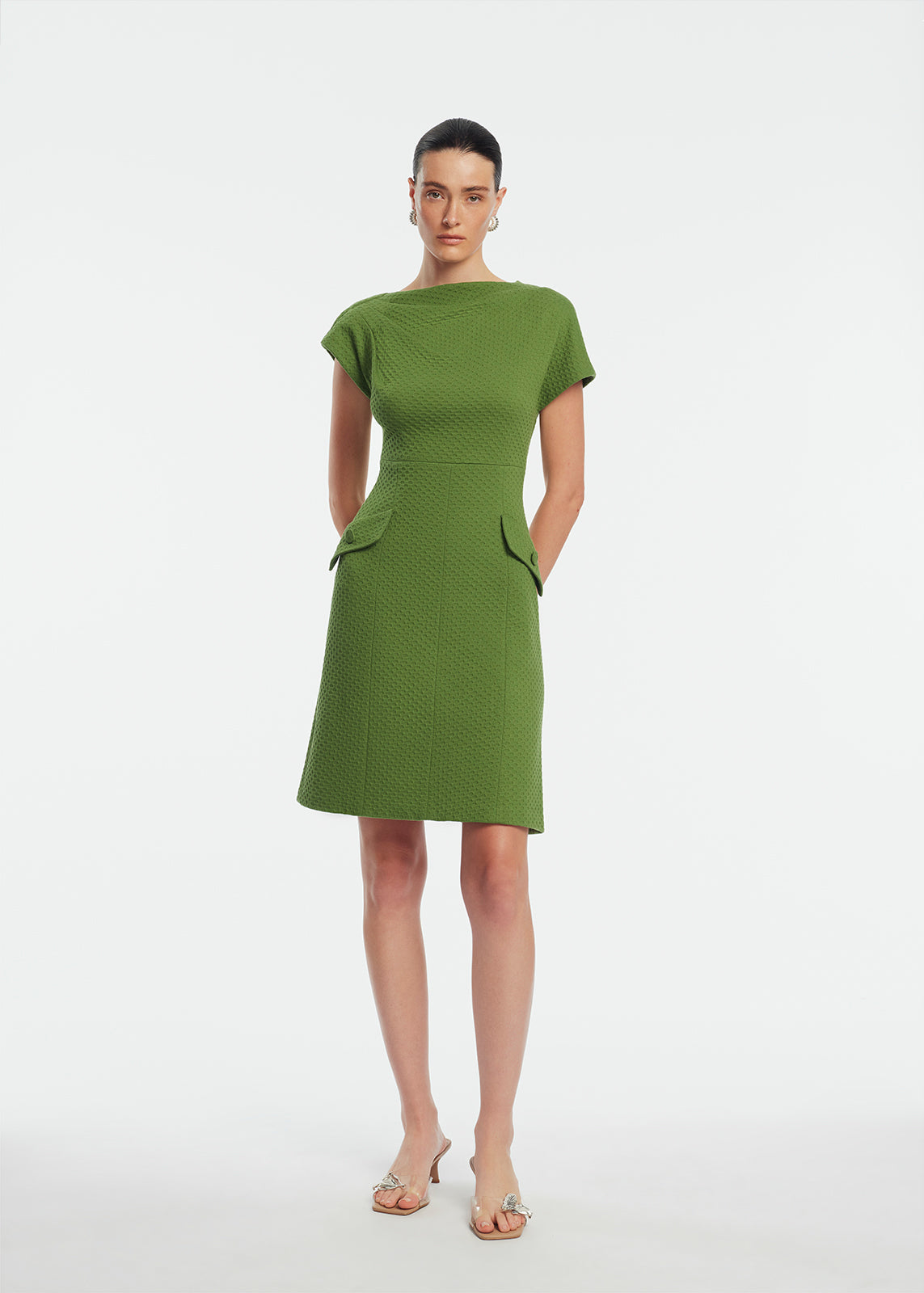 Textured Jersey Draped Shoulder Dress | Cactus