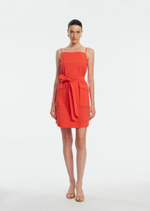 Tech Poplin Belted Dress | Watermelon