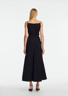 Cotton Poplin Belted Dress | Black
