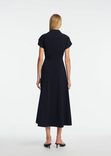 Cotton Poplin Tie Waist Dress | Navy