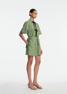 Embroidered Striped Cotton Short | Cactus