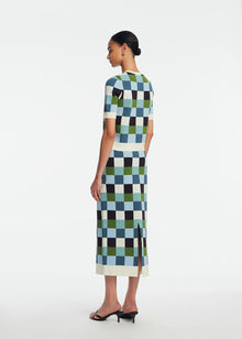 Box Jacquard Knit Pencil Skirt | Mallard Multi