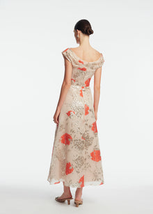 Floral Fil Coupe Draped Dress | Blush Multi