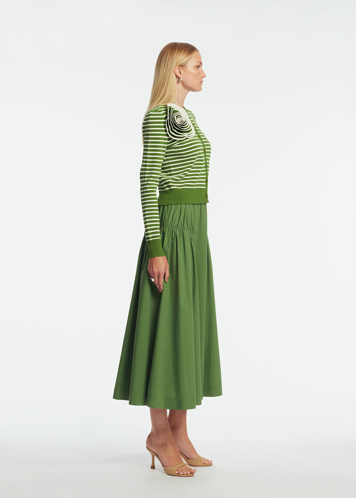 Tech Poplin Shirred Skirt | Cactus