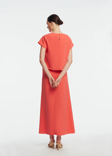Fluid Crepe Pin Detail Skirt | Watermelon