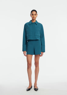 Stretch Cotton Cropped Jacket | Mallard