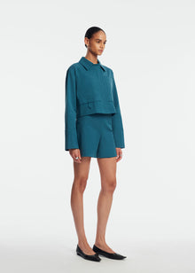 Stretch Cotton Cropped Jacket | Mallard