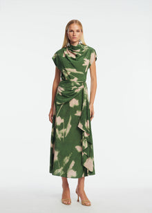 Abstract Floral Crepe Draped Top | Cactus