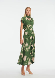 Abstract Floral Crepe Draped Top | Cactus