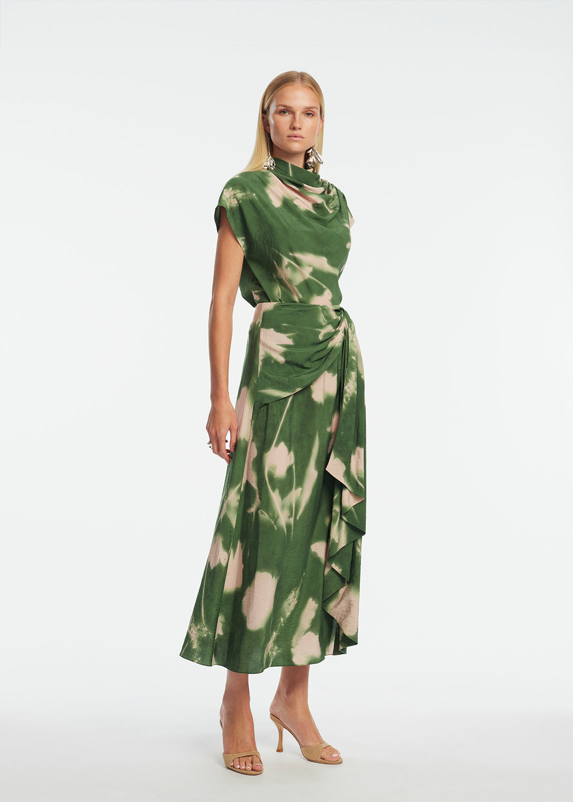 Abstract Floral Crepe Draped Top | Cactus