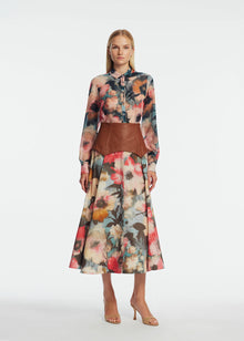 Floral Printed Chiffon Lucy Shirt | Mist Multi