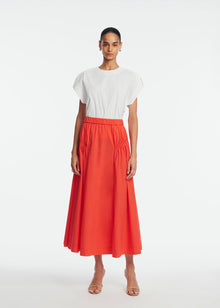 Tech Poplin Shirred Skirt | Watermelon