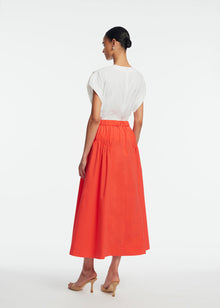 Tech Poplin Shirred Skirt | Watermelon