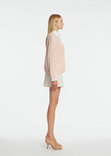 Poplin Combo Knit Top | Blush