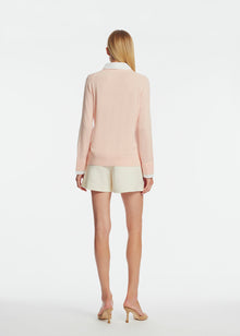 Poplin Combo Knit Top | Blush