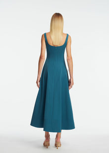 Peony Embroidered Stretch Cotton Full Dress | Mallard/Mallard