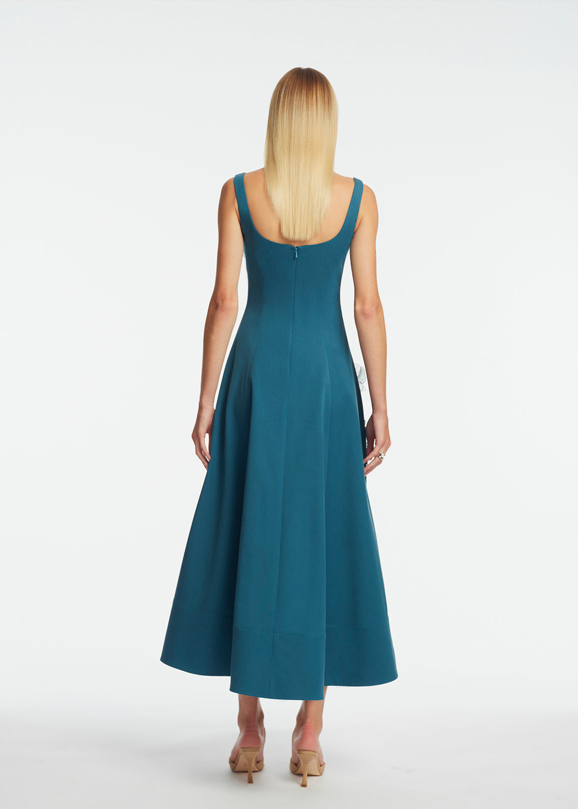 Peony Embroidered Stretch Cotton Full Dress | Mallard/Mallard