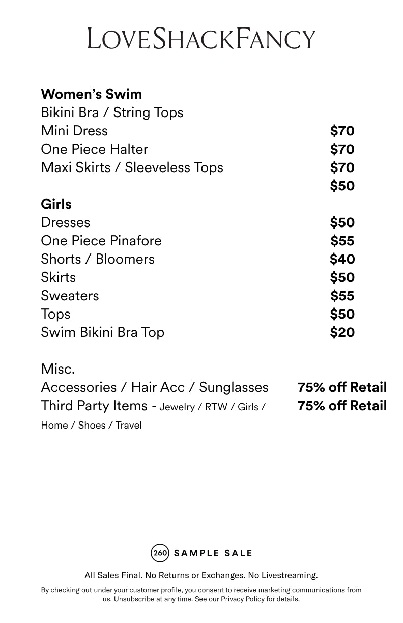 Price table