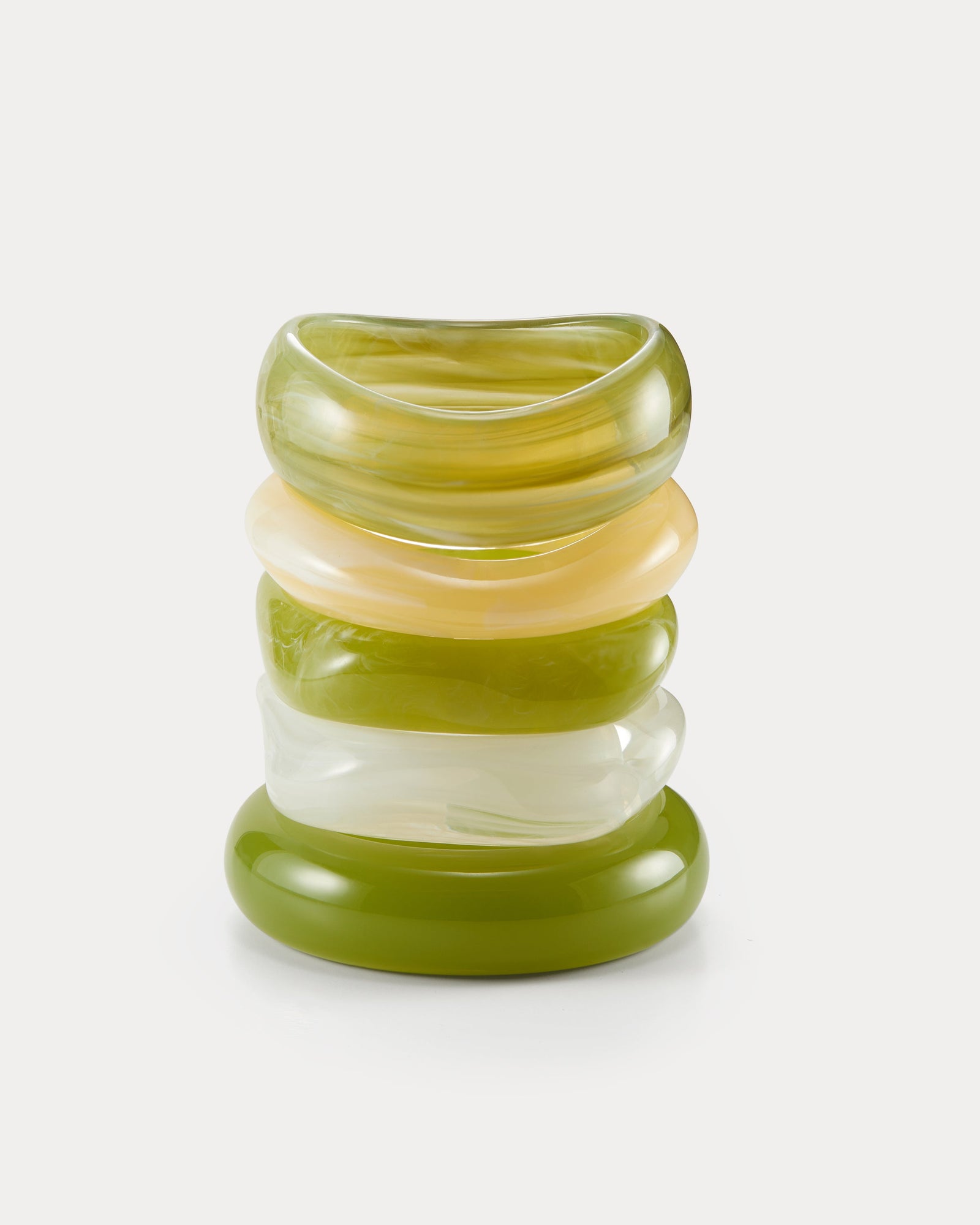 The Formentera Bangle Set | Set of 5 Bangles | Green/Cream/White
