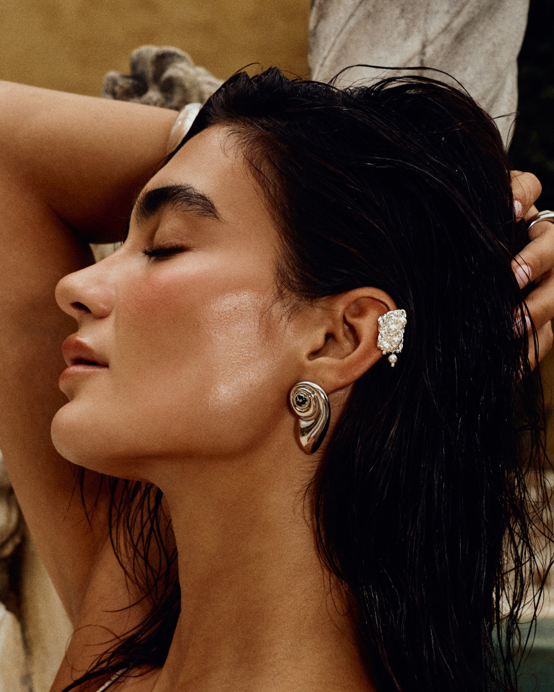 The Palma Pearl Ear Cuff | Faux Pearls | Silver