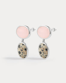 The Rose Quartz Palma Studs | Rose Quartz/Dalamatian Jasper | Silver