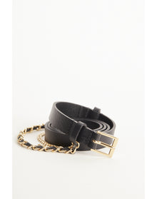 Women | Rock Chain Belt Leather | Noir