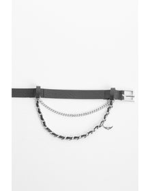 Women | Rock Chain Belt Leather | Noir