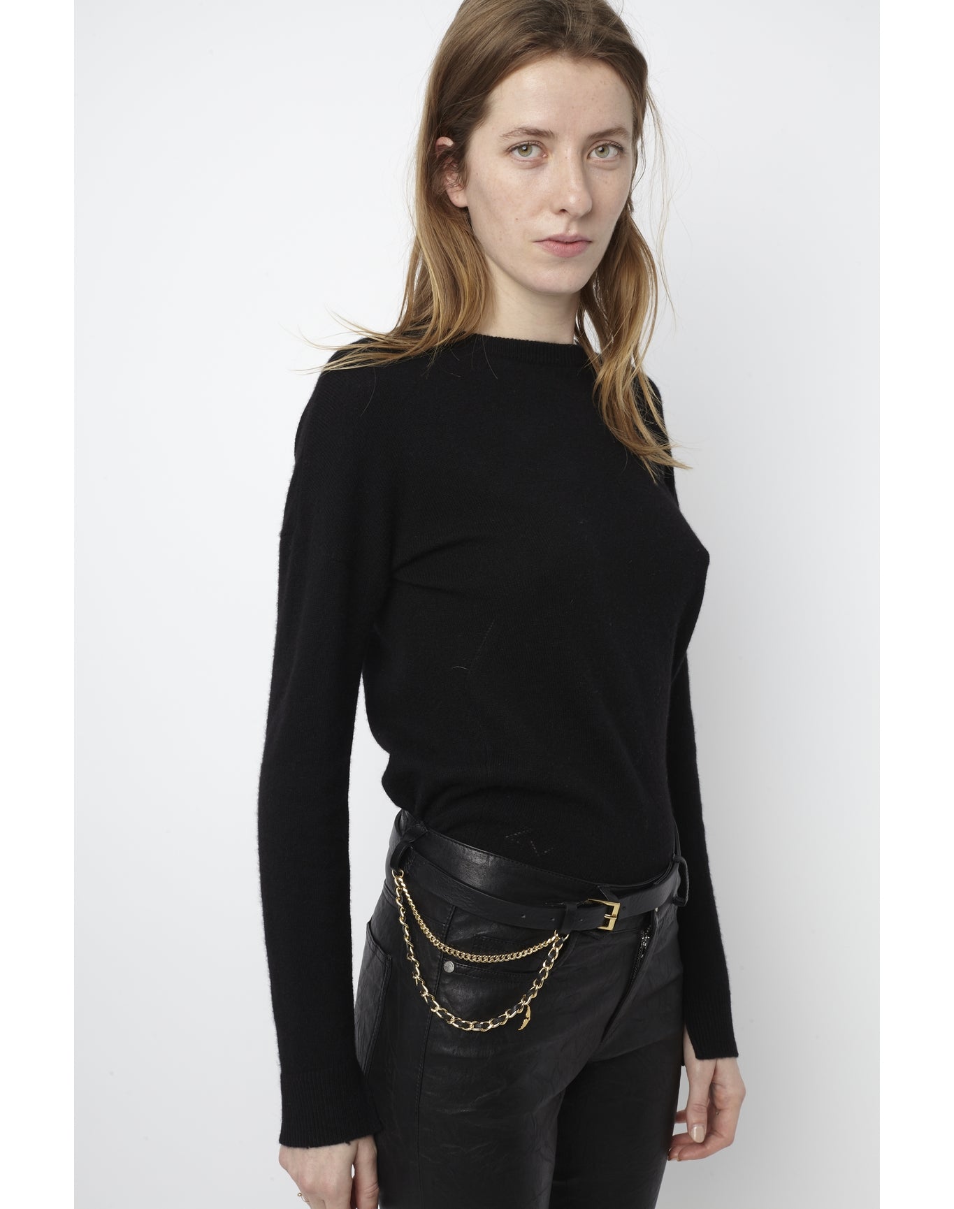 Women | Rock Chain Belt Leather | Noir