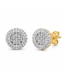 Lab Grown Diamond Cluster Stud Earrings | Yellow Gold over Silver