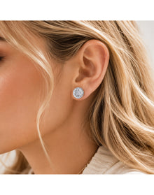 Lab Grown Diamond Cluster Stud Earrings | Yellow Gold over Silver