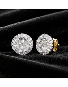 Lab Grown Diamond Cluster Stud Earrings | Yellow Gold over Silver