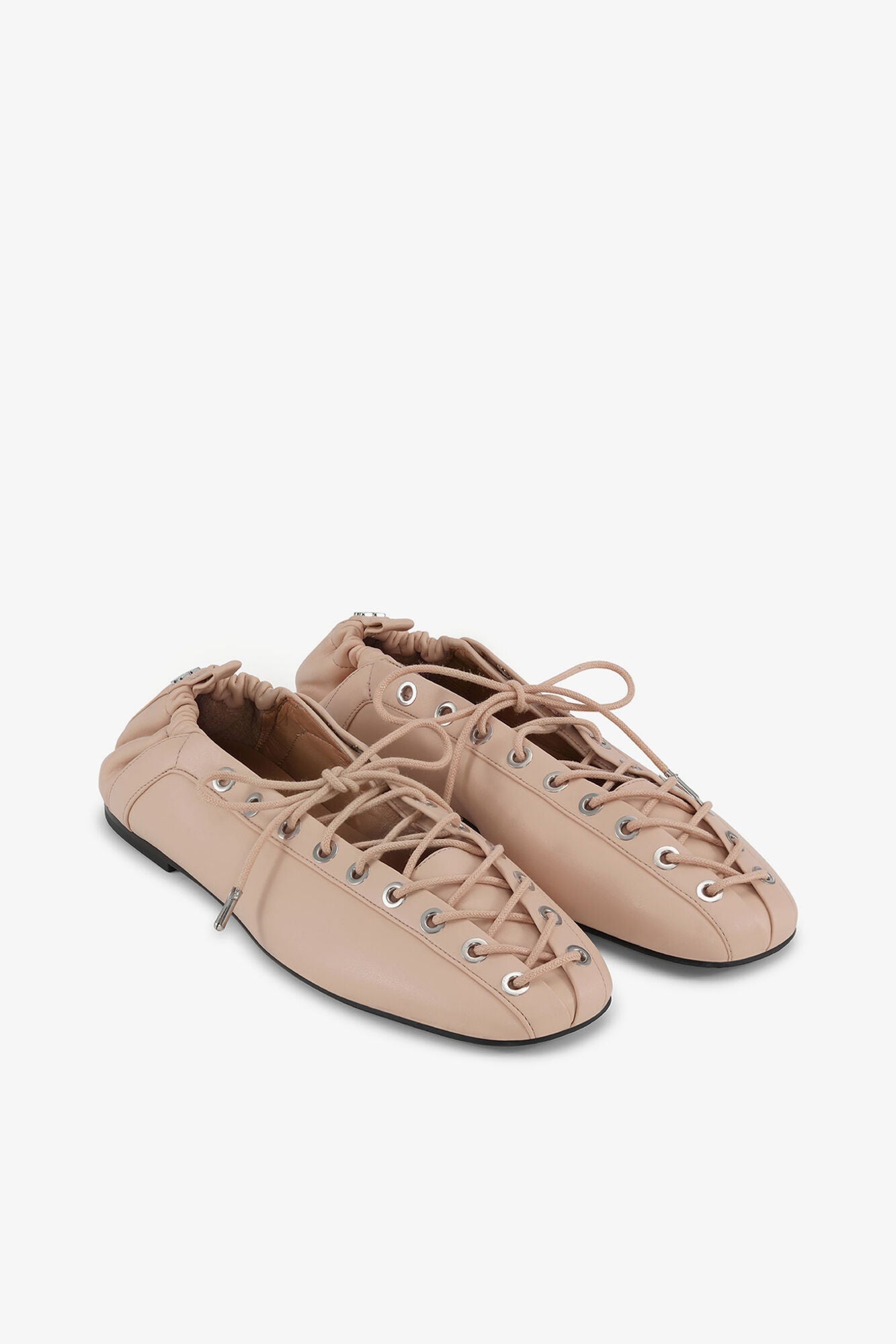 Lace Up Ballerinas in Beige | Frappe